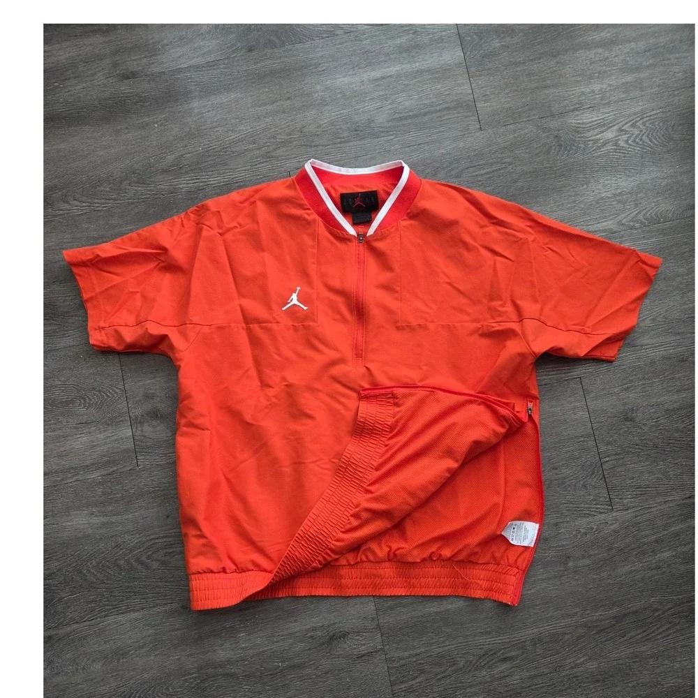 Jordan Short Sleeve Quarter Zip Windbreaker Mens XL Orange Pullover